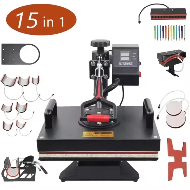 Gold Seller12x15 Inch Mug/ T -Shirt Printing Multifunctional 15 in 1 Heat Press Machines Digital Heat Press Machine for T-shirts