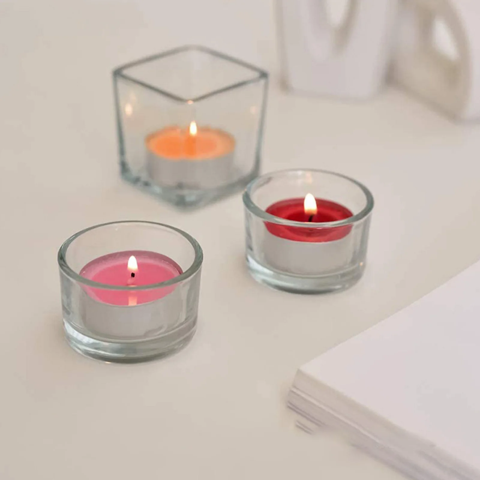 

12Pcs Clear Glass Tealight Holders Practical Home Decor Romantic Atmosphere Tealight Holder