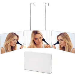 360° Viewing Makeup Mirror for Hair Cutting Travel Portable Self Haircut Mirror with Adjustable Hooks for Shaving, Hair Styling