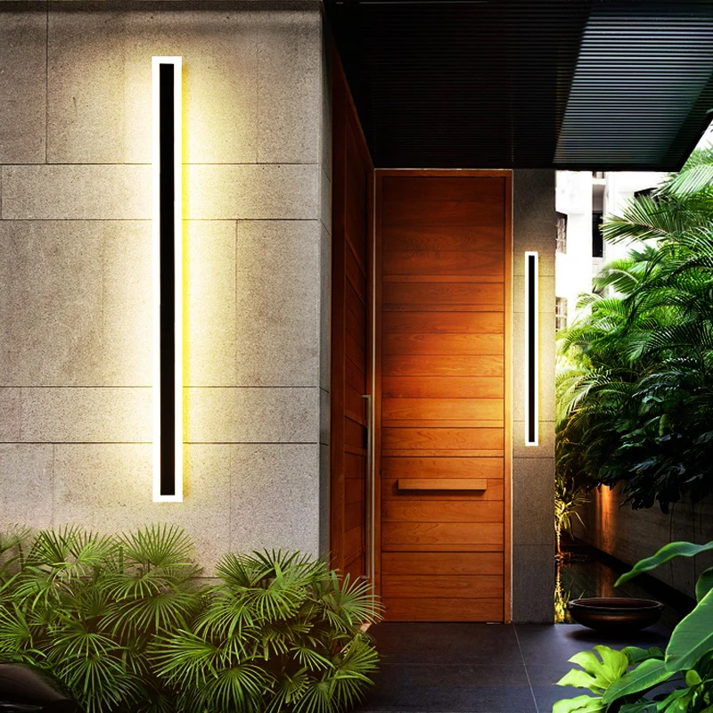 Long strip wall lamp led outdoor waterproof garden lamp home background wall bedroom decoration minimalist bedside staircase bal