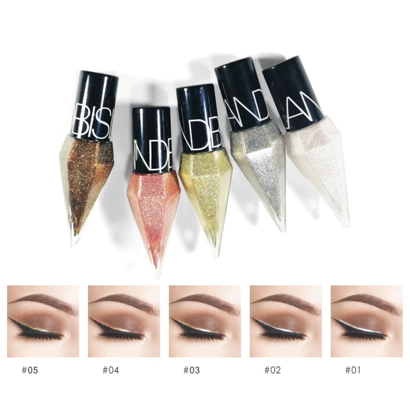 10 Colors Professional Shiny Eye Liners Cosmetics for Women Pigment Silver Rose Gold Color Liquid Glitter Eyeliner Cheap Makeup