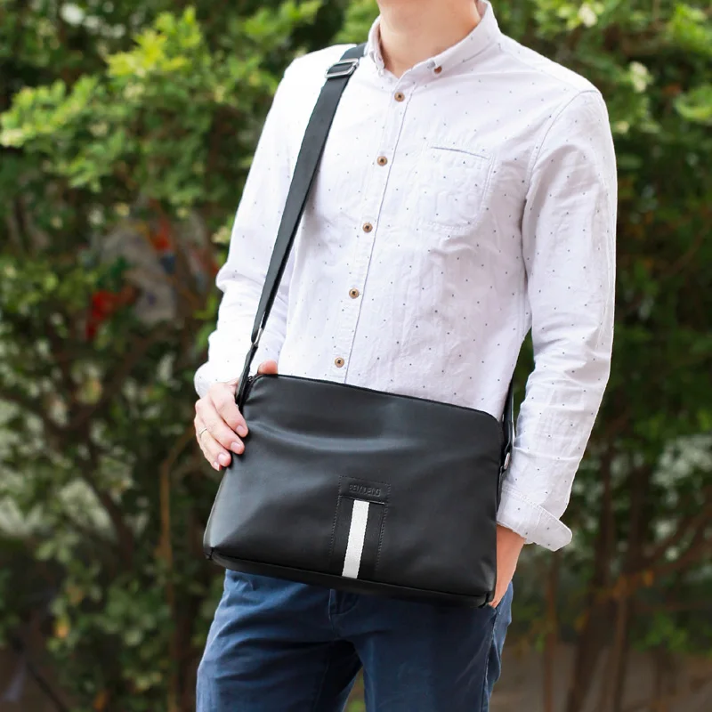 

New Men's Envelope oulder Bag Casual Crossbody Soft Leather Korean Sle Bapa Busin Small Bag Horizontal Model