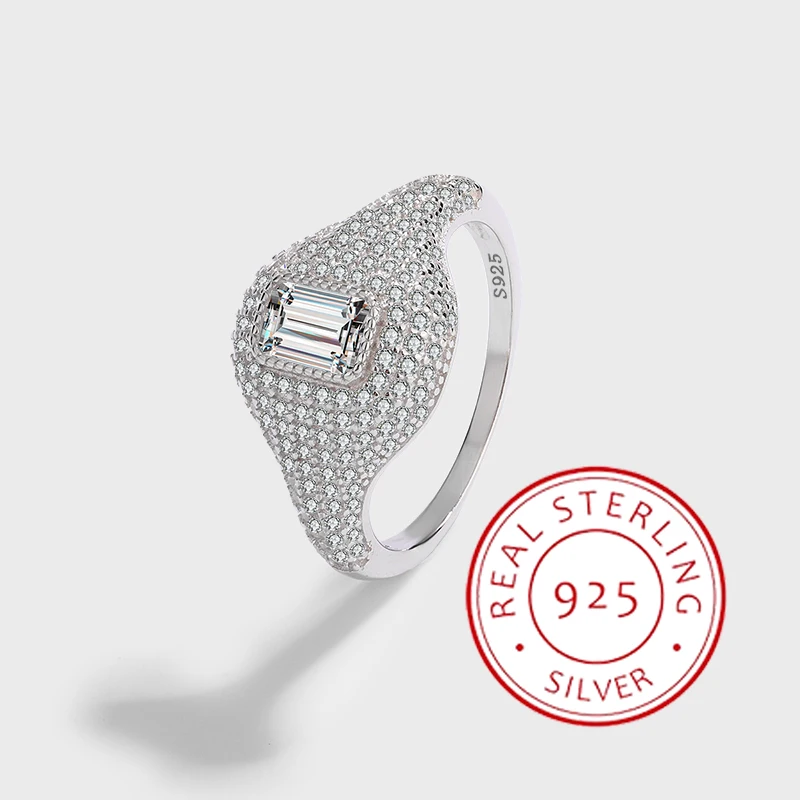 

Luxurious Authentic S925 Silver Micro-encrusted Zircon Princess Ring with High-end Simple Fashion Design