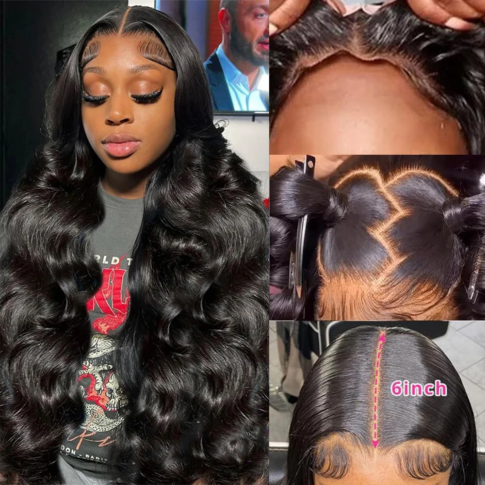 

9x6 Glueless Wigs Human Hair 100% HD Lace Frontal Wig 200% Body Wave Preplucked Lace Front Wigs For Women Ready to Wear And Go