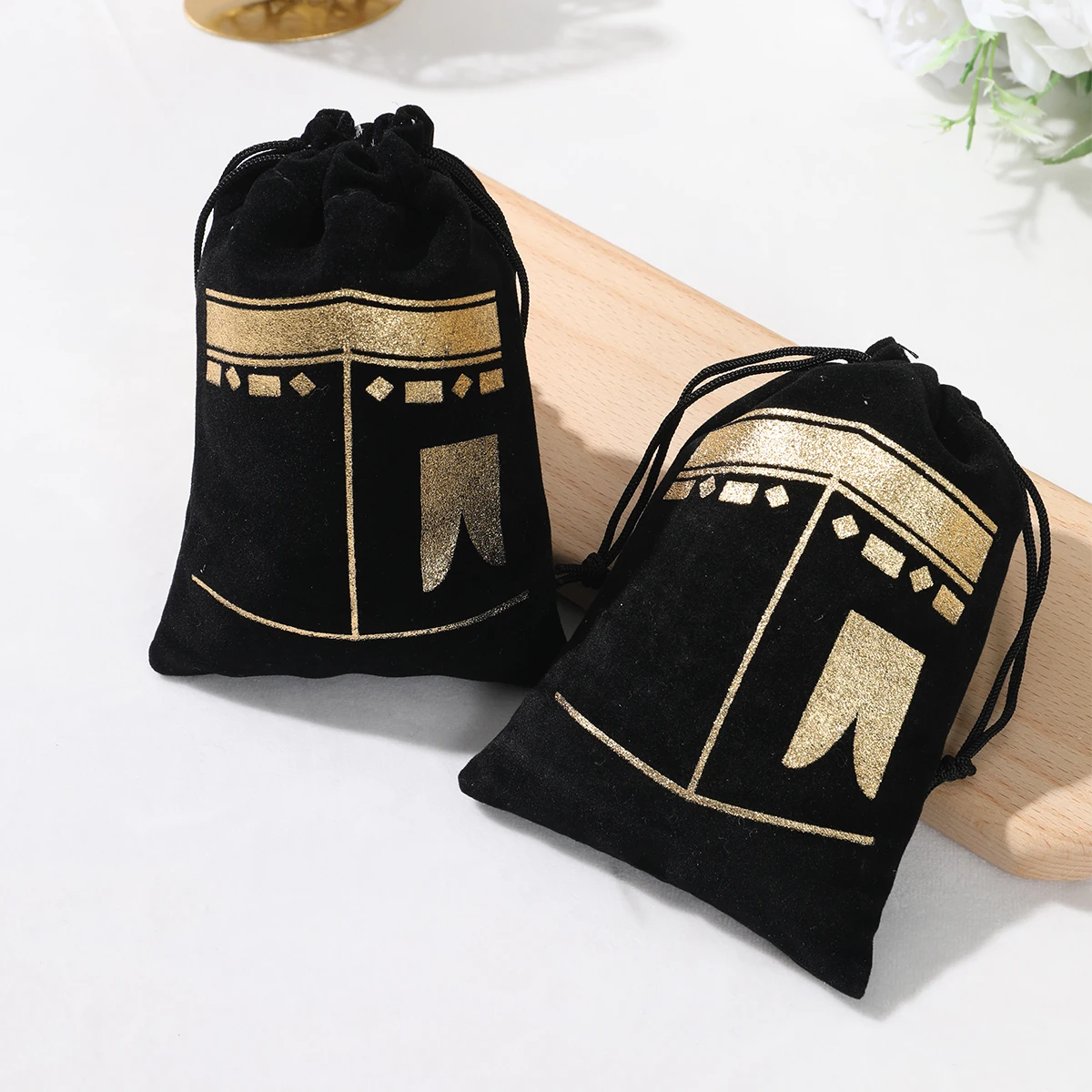 6pcs Eid Black Velvet Gift Bag Ramadan Decorations For Home 2024 Ramadan Kareem Islam Muslim Party Supplies Happy Eid Al-fitr