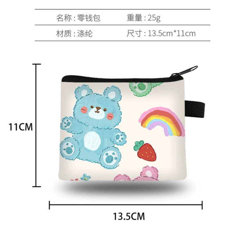Anime Bear Coin Purse Kawaii Wallet Cute Angel Storage Bag Cartoon Children Zipper Card Bag Toy Gifts