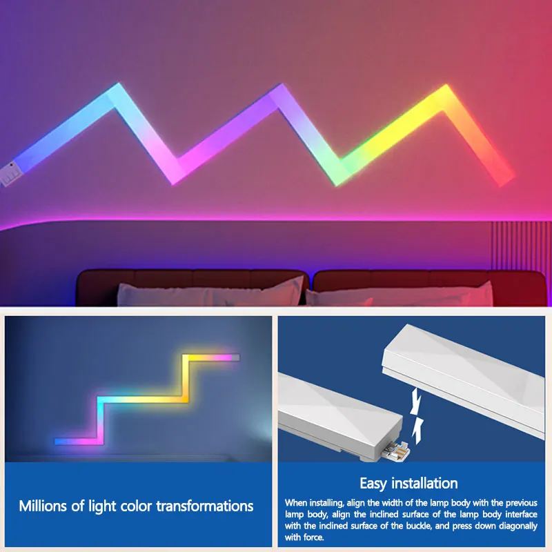 Intelligent Atmosphere Light APP Graffiti WiFi Infrared Control Music Pickup Light DIY Long Strip Spliceable RGB Slide Light Bar