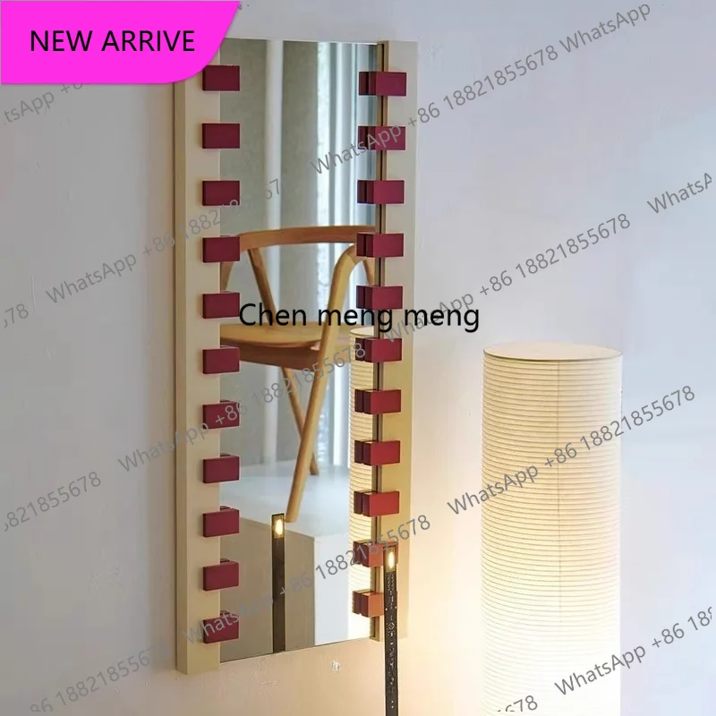 A139Simple full-body mirror art square French household wall-mounted dressing fitting mirror