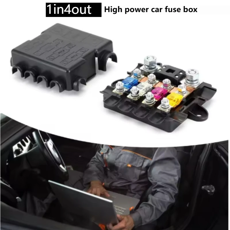 Insurance Bolt 32V 1 in 4 out 4-way 200A Car Fuse Box Modified Battery Type Fuse Box Seat Electrical High Power Power Protection