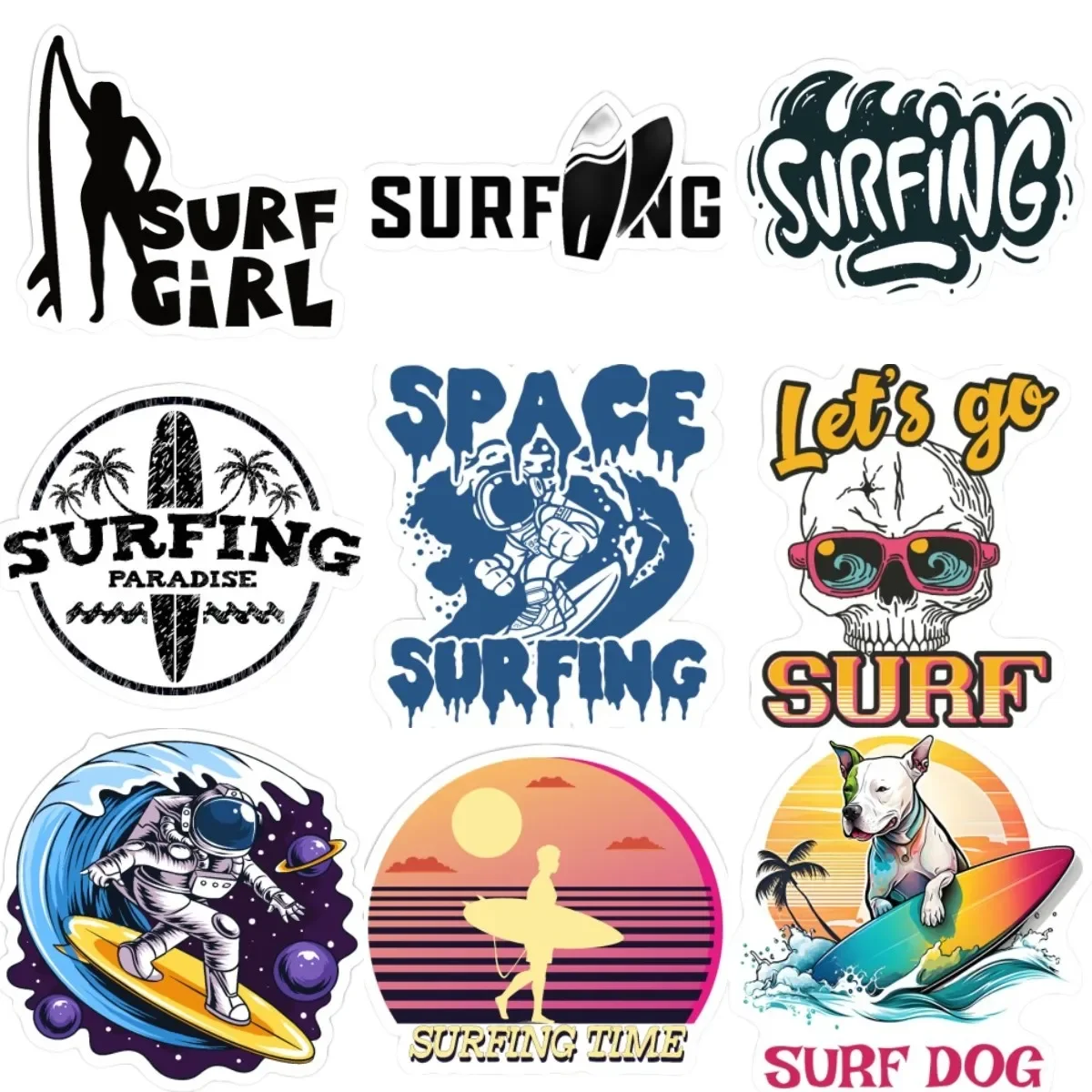 

Surfing Vacation Ocean Wave Creative Badge Stickers Wall Table Room Truck Laptop Motorcycle Car Bicycle Table Camper PVC Decal