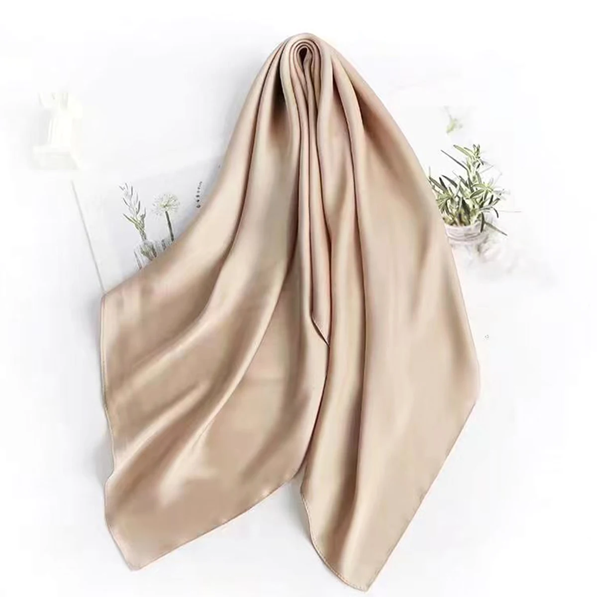 New senior color imitation silk small square scarf silk scarf women all professional scarf decoration solid color