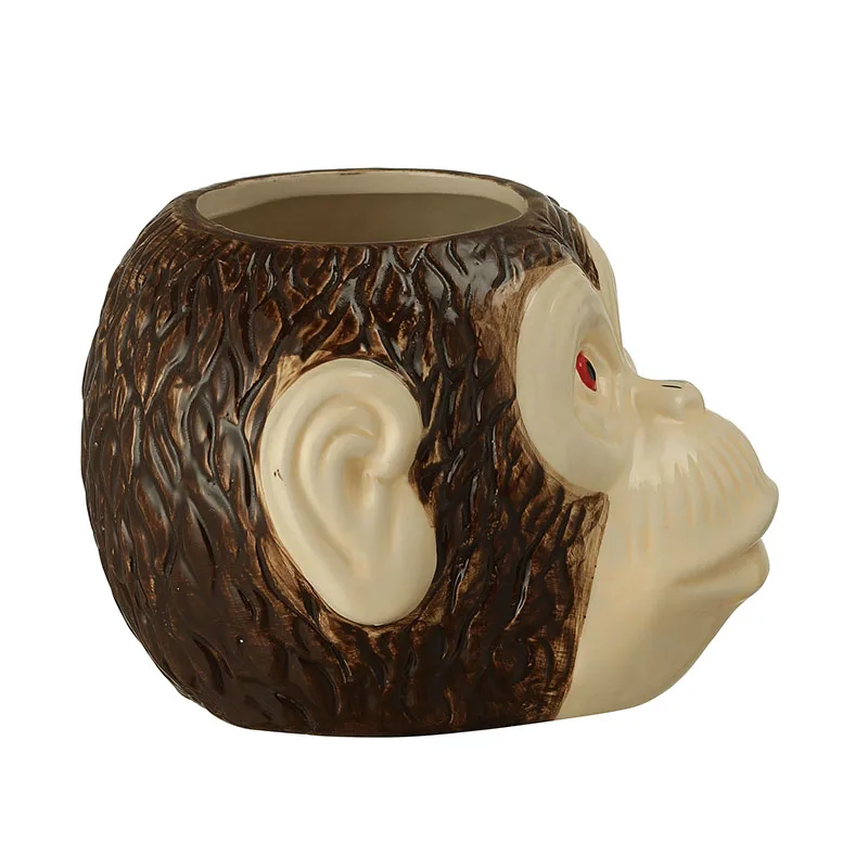 Ceramic Monkey Head Mug, Tiki Mug, Hawaii Tiki Mugs, Cocktail Cup, Wine Mug, Ceramic Tiki Mugs, Great for Drink