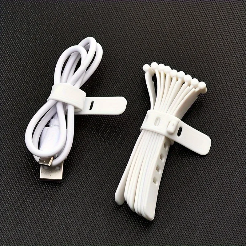 Magic Cable Straps - Reusable 2-Color Silicone Ties for Neat Wires