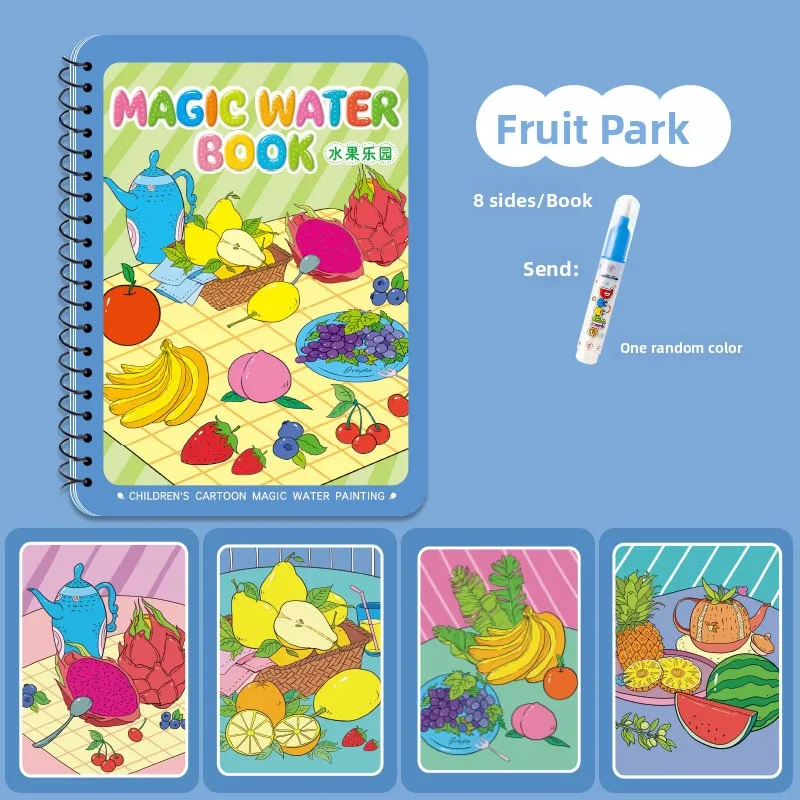 كتاب رسم مائي قابل لإعادة الاستخدام 1P - لوحة رسم سحرية خالية من الفوضى مع قلم مائي قابل لإعادة الملء