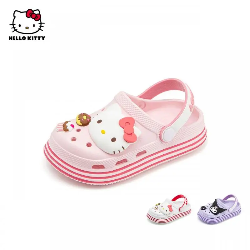 

Плюшевые шлепанцы Kuromi Hello Kitty Sanrio, милые Мультяшные шлепанцы с отверстиями, аниме плюшевые игрушки для девочек, подарок на день рождения