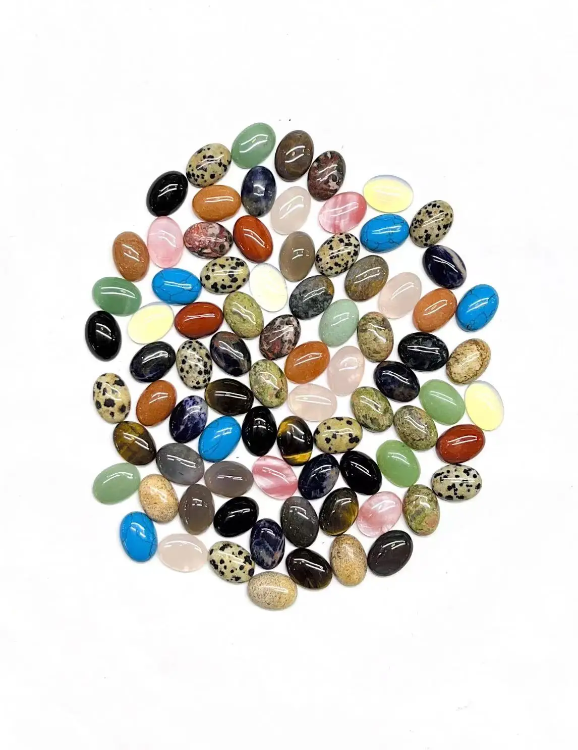 

JYSTONE 20Pcs/Lot 13*18mm Oval Flat Back Gemstone Mix Colors Cab Cabochons Beads For Jewelry Making DIY Rings Necklace