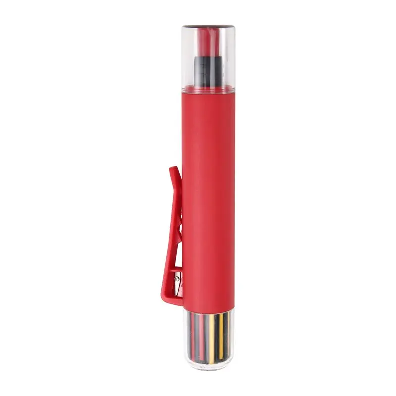 

[NEW!ABAG】 Solid Carpenter Pencil Woodworking Mechanical 3 Colors Refill Construction Marking Scriber Built-In Sharpener Red