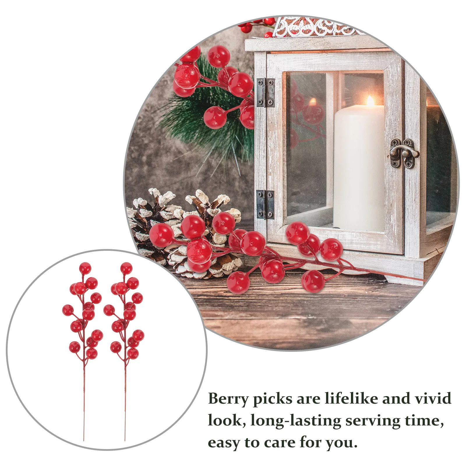 

12pcs Red Berry Stems Artificial Fake Flower Decor For Home Wedding Party Xmas Centerpiece Vase Filling Ornament Simulation
