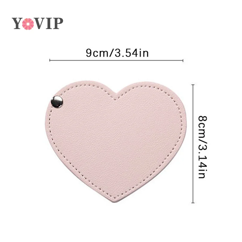 Mini Hart Make-Up Spiegel Draagbare Pu Cosmetische Spiegel Opvouwbare Zak Compacte Spiegel Reis Accessoires