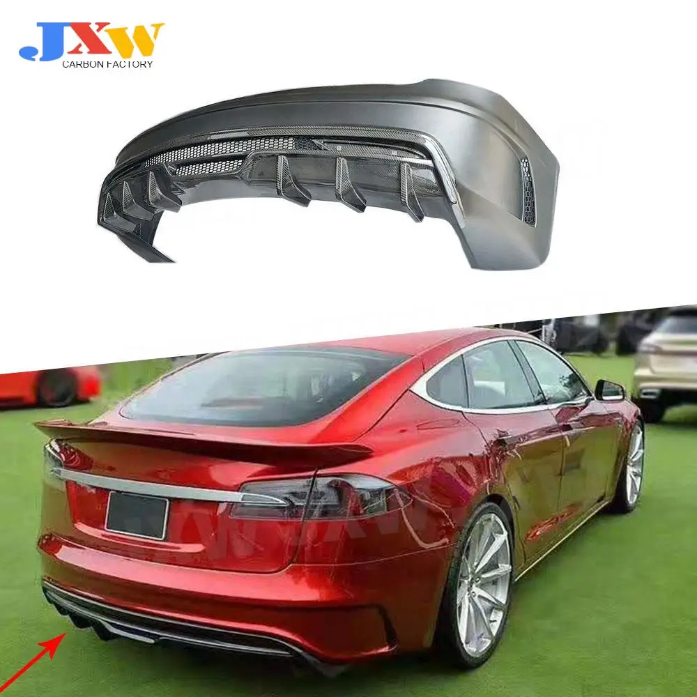 

High Quality FRP Rear Bumper Carbon Fiber Rear Lip Diffuser For Tesla Model S Sedan 4 Door 2017-2019 Body Kit