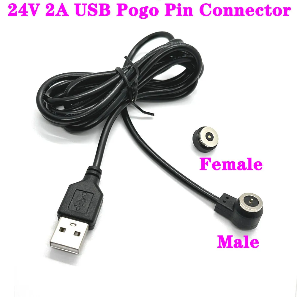 

1 sets 24V 2A USB Open DC Magnet Spring-Loaded Pogo Pin Connector Fast Charging 2A Magnetic Cable Power Cord 1.5 Meter Lamp