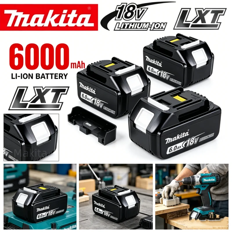 Makita 18V Battery for Makita 18V 6Ah Power Tools The 18V Makita BL1860B Rechargeable Battery Can Replace BL1850B LXT400