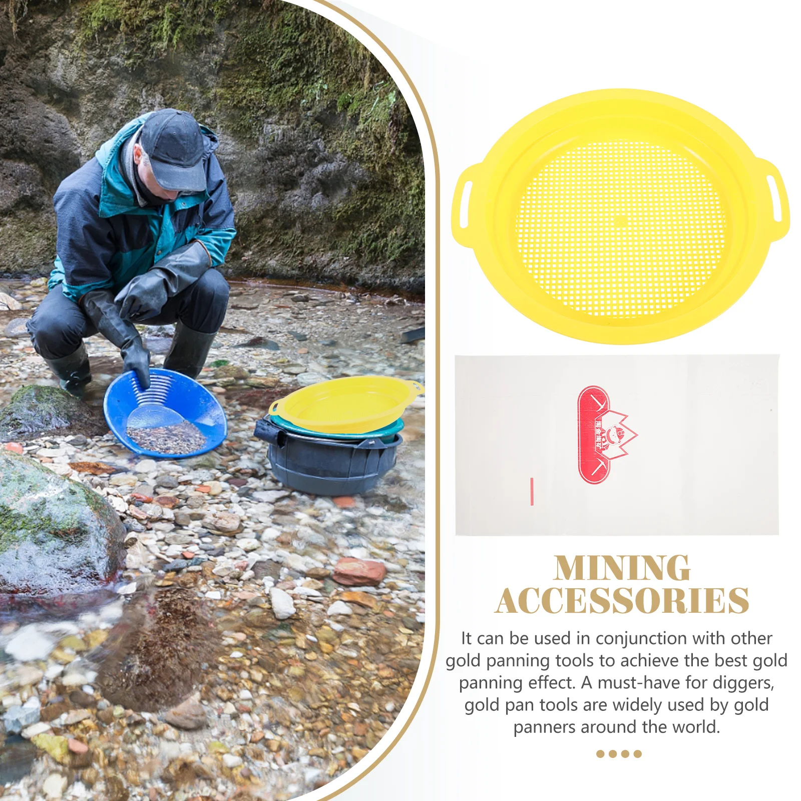 Mining Accessories Sieve Ore Bag Sand Handheld Pan Filter Disc Mesh Potable Plastic Sifter Panning Sifting for Gold