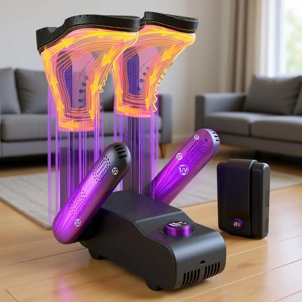 

Усовершенствованная сушилка для обуви 500W Super Motor Dual-Tech 118 ° Температура и 360° ° Сушилка для обуви с горячим воздухом, 4 кронштейна, УФ-обеззараживание, быстрая сушка для ботинок и кроссовок