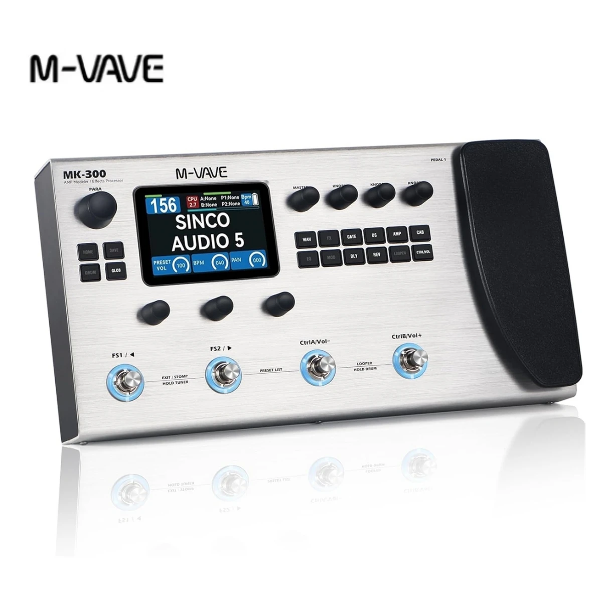 

M-VAVE MK-300 Белая профессиональная педаль эффектов для гитары, стерео-лоупер с Bluetooth-синхронизацией, подходит для iOS и Android.