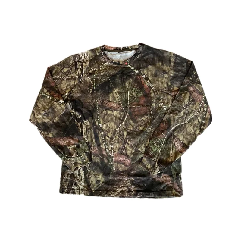 Bionic Camouflage Long Sleeve Hunting T-shirt Spring Summer O-Neck Large Size T Shirt Outdoor Military Training Tactical Shirt