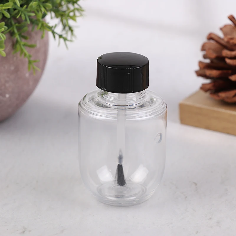 High Quality 30ml Plastic Nail Polish Bottles Refillable Jars Storage Liquid Paints Pots With Brush Empty Containers