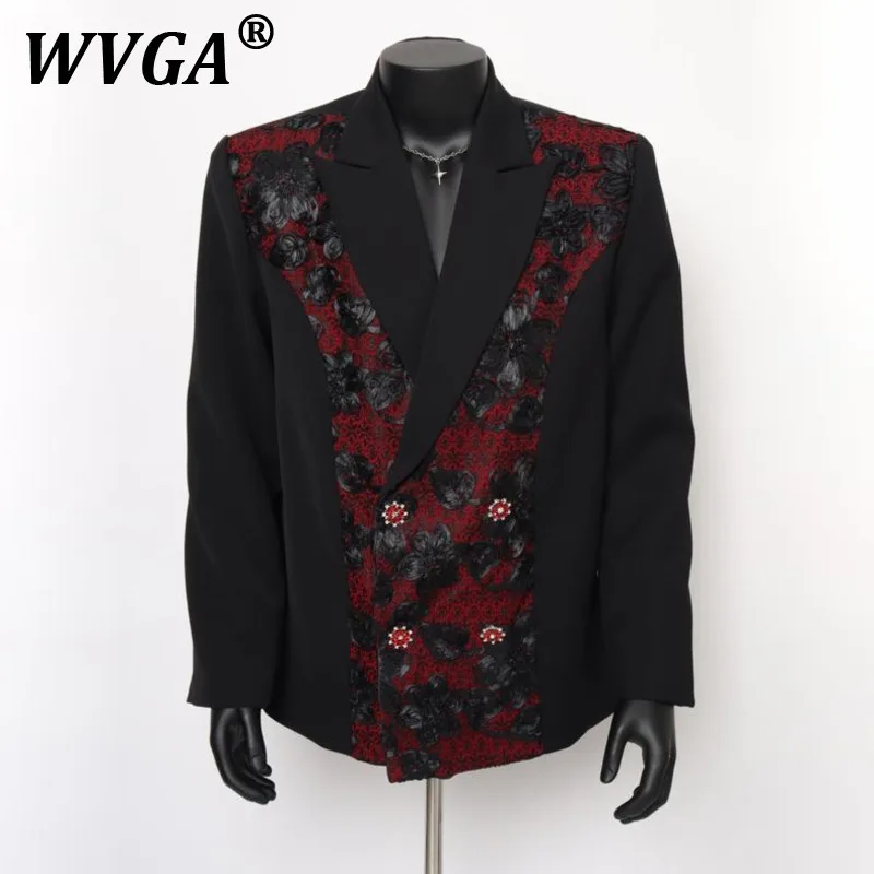 

WVGA Spring Autumn New Man Tide Luxury Patchwork Embroidered Chic Blazer Niche Trendy Casual Breasted Suit Jacket Ins Y2K W10216