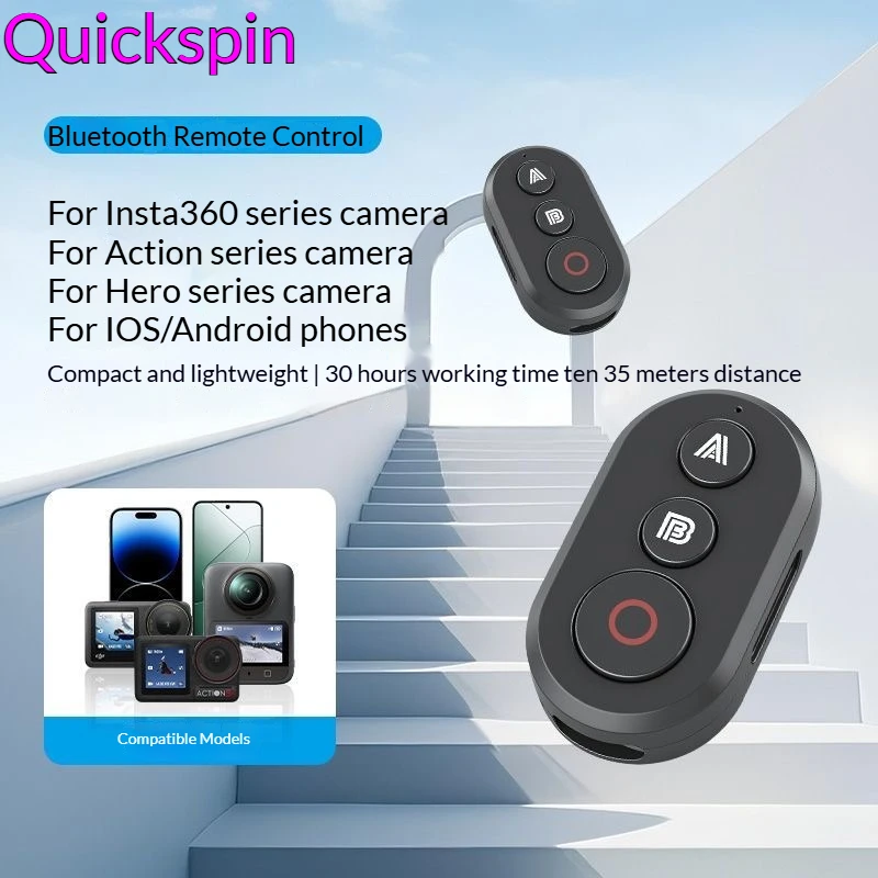

Wireless Bluetooth Remote Control with Wrist Strap for Insta360 X5/X4 Air/X4/Ace Pro2/GO3S For DJI OSMO360/ACTION 6 Gopro/phone