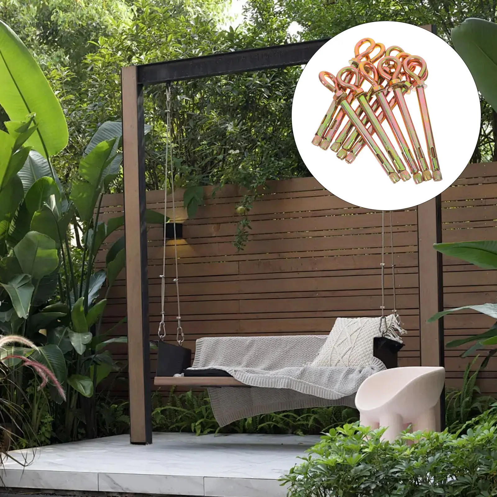 

10 шт. усиленных распорных болтов-глухарей из углеродистой стали для крепления гамаков, качелей и стульев, анкеры для бетонных стен