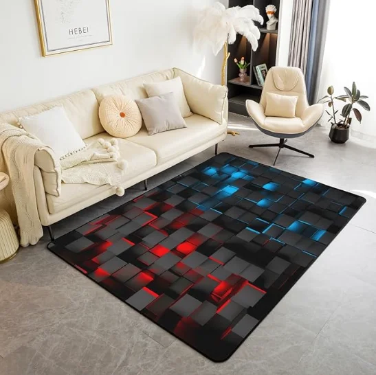 Simple Geometric Line Black Anti Slip Wearable Machine Wash Bedrooms Living Rooms Offices Dormitories Game Rooms Home Carpets