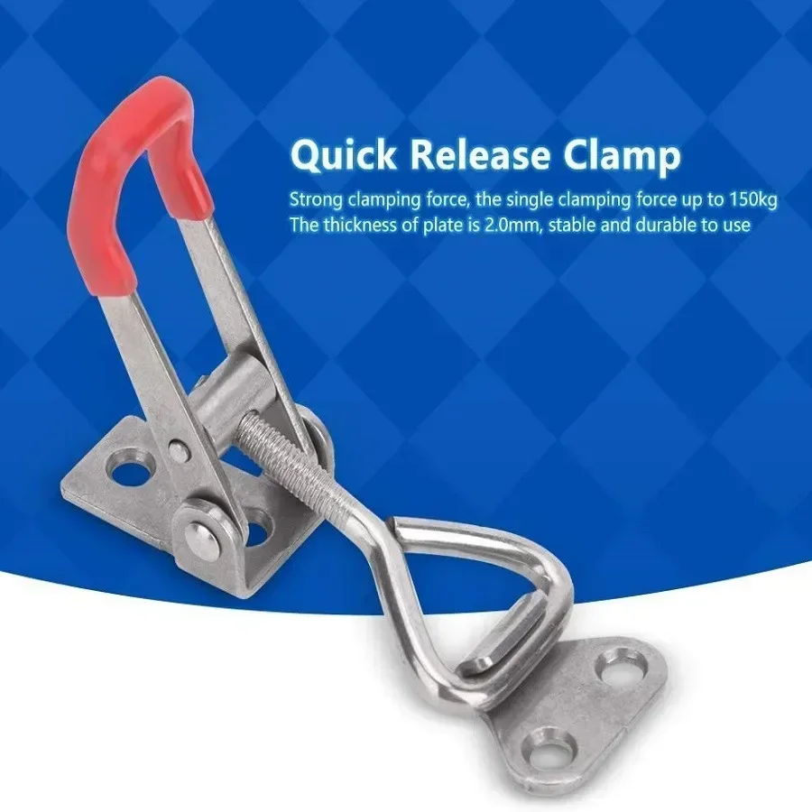 

2pcs Quick Toggle Clamp, 304 Stainless Steel GH-4001-SS Small Adjustable Buckle Tool Horizontal Clamps Hand Heavy Duty