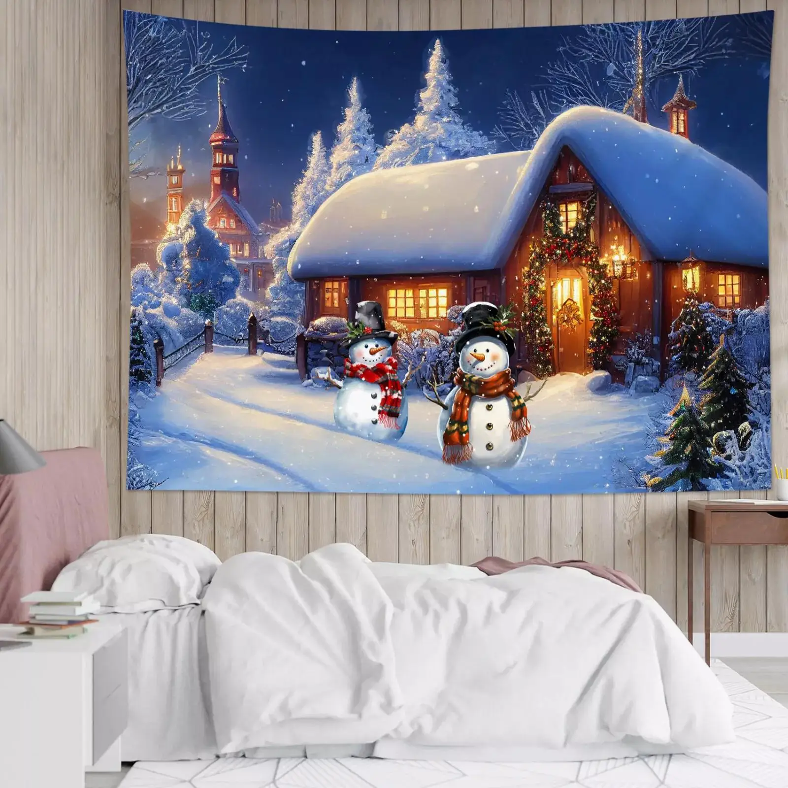 Cozy Christmas Village Tapestry: Festive, Heartwarming, and Stunningly Beautiful Wall Art for a Holiday Decor Statemen