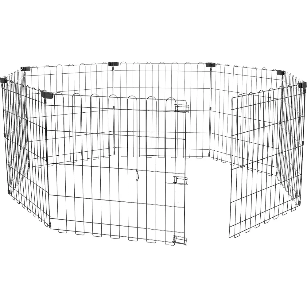 

Foldable Octagonal Metal Exercise Pet Play Pen for Dogs, Fence Pen, No Door, Extra Small, 60 x 60 x 24 Inches, black