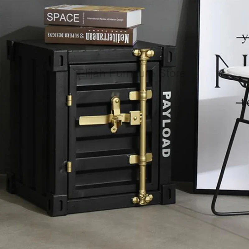 Storage Container Iron Bedside Table With Lock Storage Drawer Metal Comfortable Nightstand Safe Box Home Hotel Bedroom Furniture