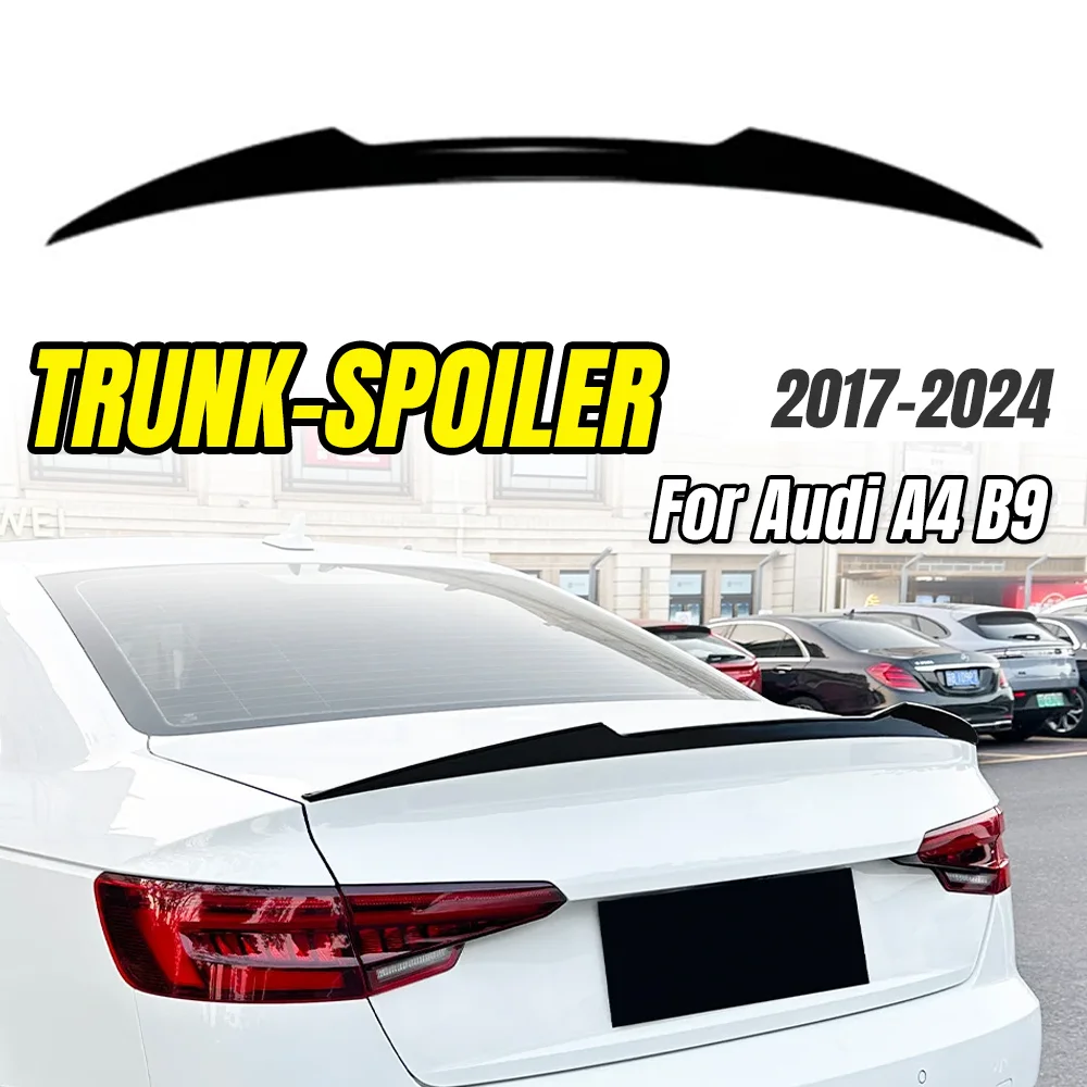

For Audi A4 B9 2017-2024 Black Carbon M4 Style ABS Plastic Car Rear Trunk Lid Spoiler Wings, Car Styling Upgrade Accessories.