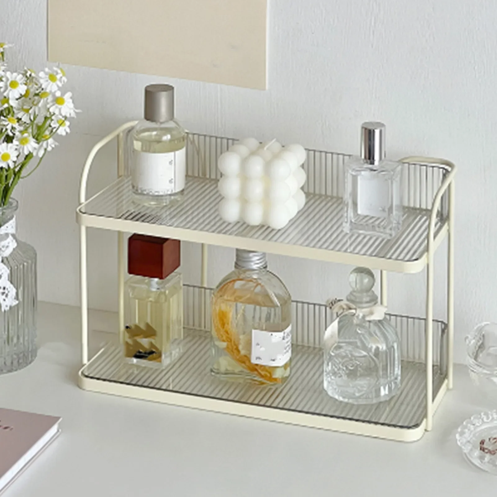 Transparent Double Layer Storage Rack Desktop Cosmetic Storage Rack Accessories Organizer For Bedroom
