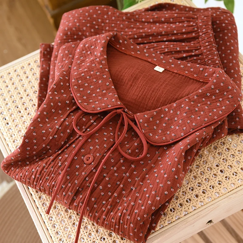 لطيف الحلو الأزهار المطبوعة بنطلون بيجامة مجموعة للنساء الربيع والخريف نمط جديد طويل الأكمام السراويل النساء بيجامة البدلة ﻿