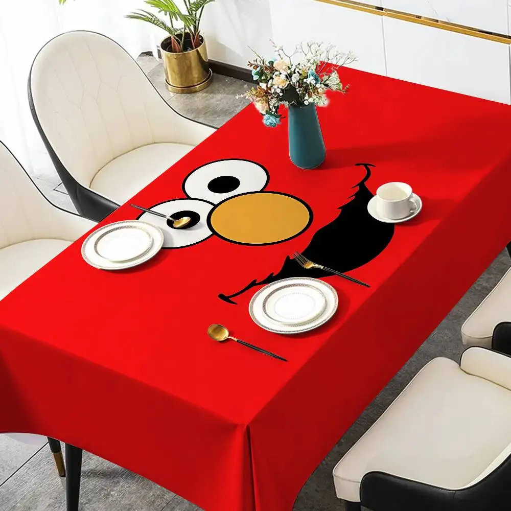 Nappe rectangulaire imperméable avec dessin animé de rue sésame, décoration de maison, de salle à manger, couverture de Table réutilisable, fournitures de fête