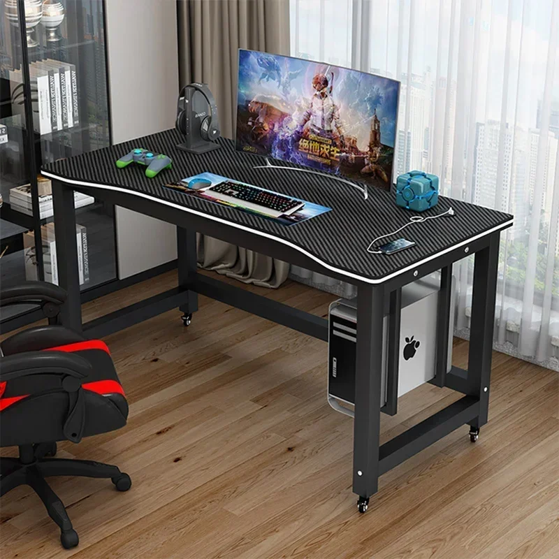 Creative Movable Computer Desks for Office Threading Hole for Hanging Host Desks Modern Carbon Fiber Design Gaming Desk for Room