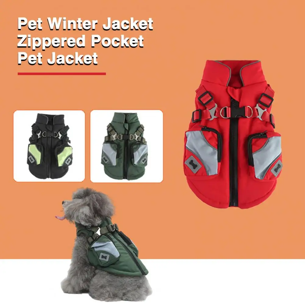 

Pet Winter Jacket Thickened Pet Coat Cozy Winter Dog Jackets with Harness Reflective Design for Small Medium Pets Soft Warm