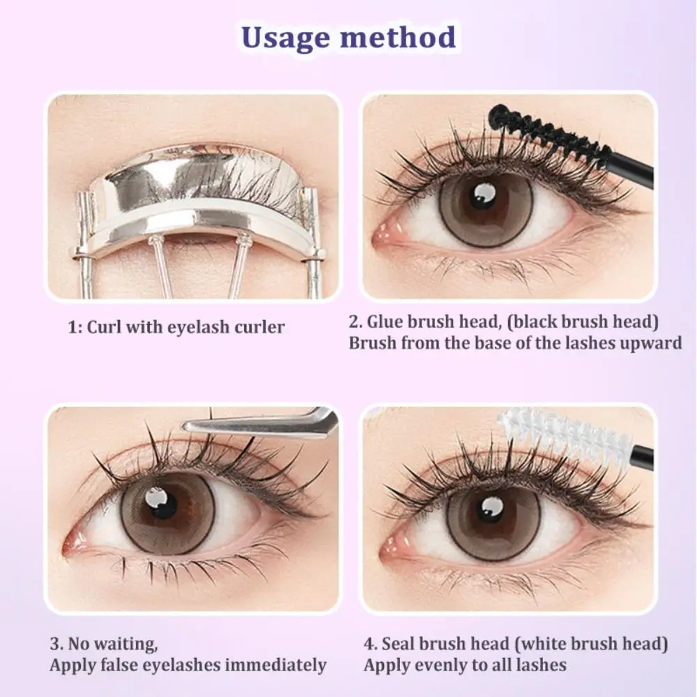 Zijden Vezelborstel Wimperlijm Mascara Lash Lift Vormgeven Pluizige Wimpers Krultang 2 In 1 Verlengde Make-Up Tool Schoonheid