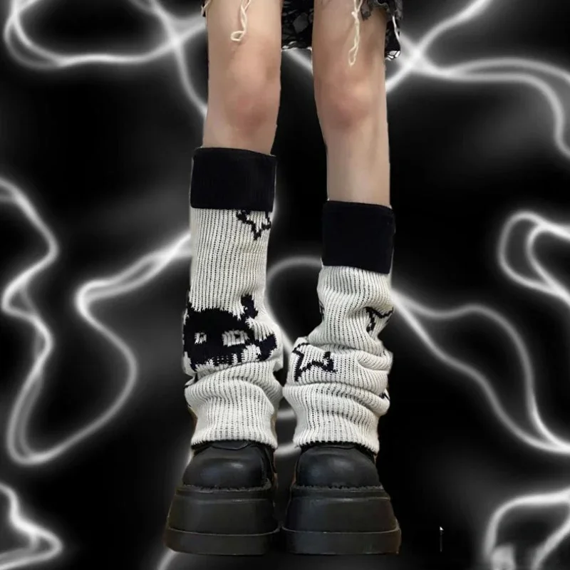 Subculture-Calcetines sueltos de estilo Punk Y2k, calentadores de piernas Harajuku a la moda, cálidos, con gráfico gótico japonés, para Otoño e Invierno