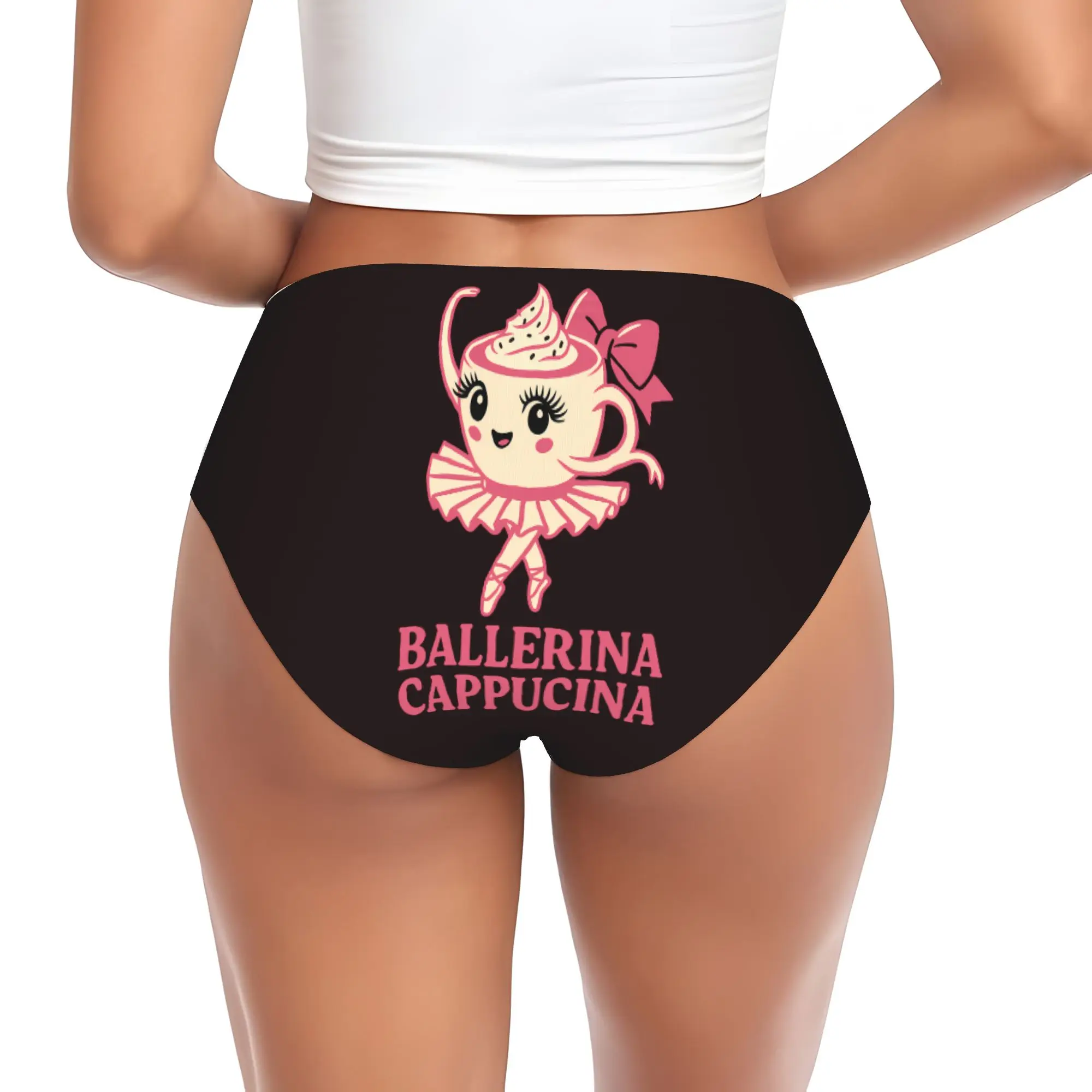 Custom Italian Brainrot Ballerina Cappuccin Briefs Underwear Womens Comfortable Stretch  Panties