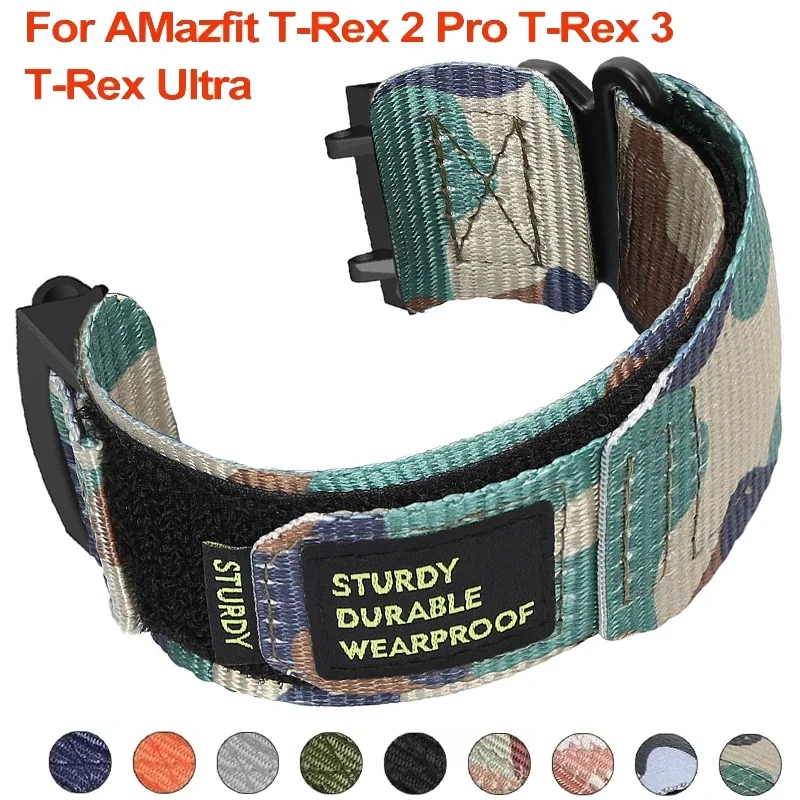 Nylon Loop Strap for Huami Amazfit T-rex 2 3 Ultra Watch Band for Amazfit Trex Pro T Rex Tyrannosaurus Smartwatch Sport Bracelet