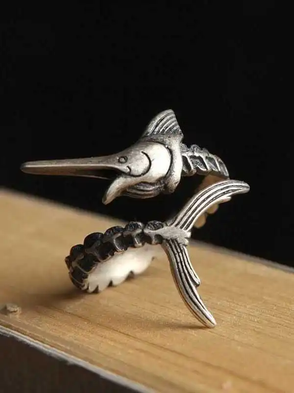 

Кольцо WEIER Retro Sailfish из серебра 925 пробы, унисекс, открытое, с океаническим дизайном, модное украшение для мужчин и женщин